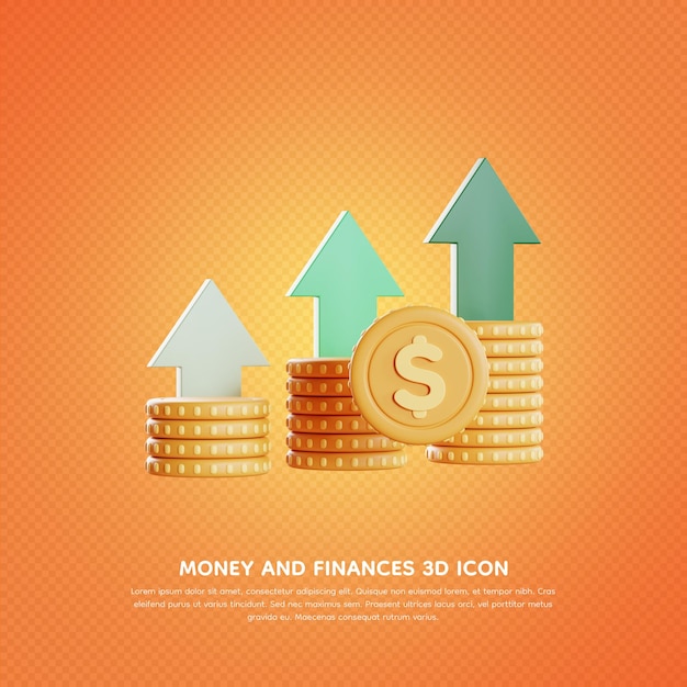 Isolated money and finances 3d icon 3d rendering