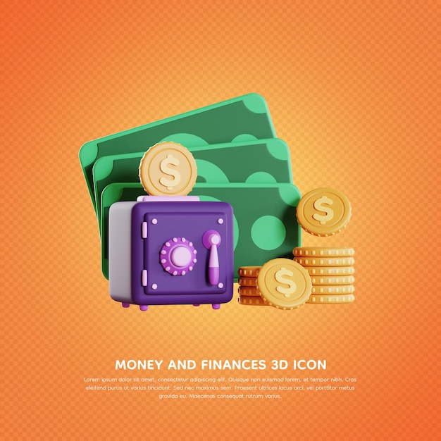 Isolated money and finances 3d icon 3d rendering