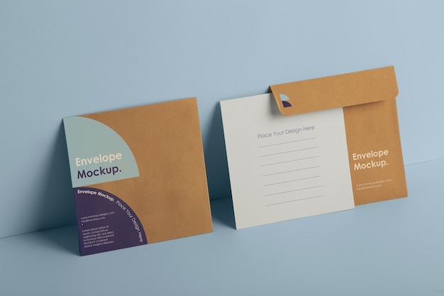 Isolated paper standing envelope mock-up