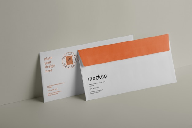 Isolated paper standing envelope mock-up