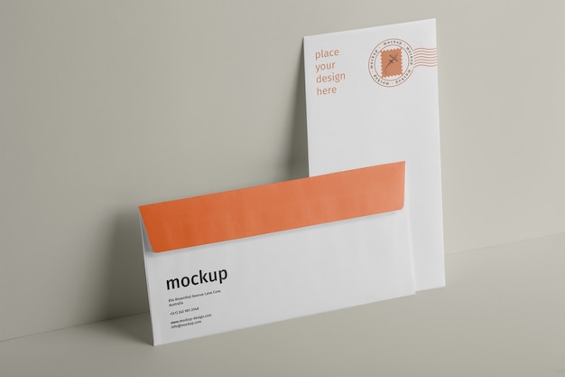 Isolated paper standing envelope mock-up