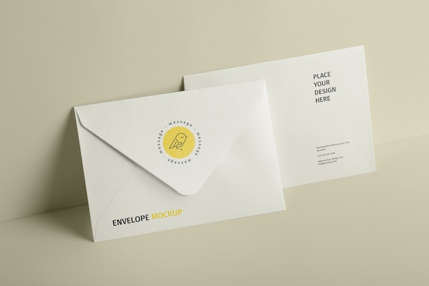 Isolated paper standing envelope mock-up