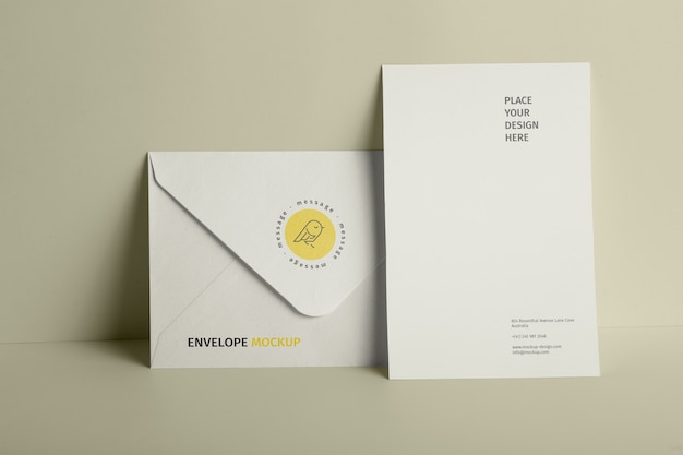 Isolated paper standing envelope mock-up