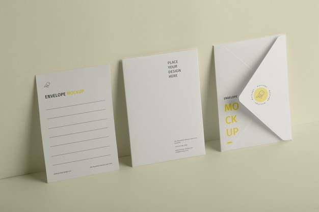 Isolated paper standing envelope mock-up