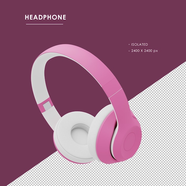 Isolated Pink Wireless Headphone From Top Left Angle View