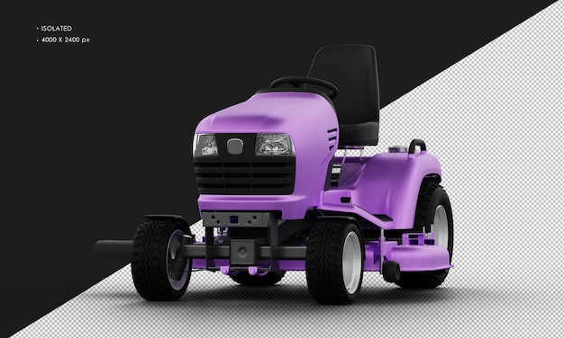 Isolated purple Titanium Metal Matte Modern Lawn Mower from Left Front Angle View