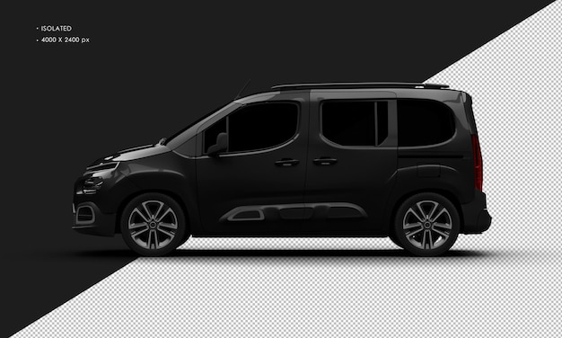 Isolated Realistic Black Luxury Elegant Modern Van Car From Left Side View