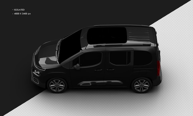 Isolated Realistic Black Luxury Elegant Modern Van Car From Top Left View