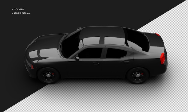 Isolated Realistic Black Modern Muscle Sport Sedan Car From Top Left View