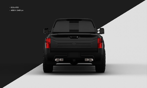 Isolated Realistic Black Pickup Truck from Rear View