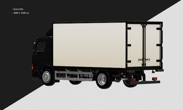 Isolated Realistic Black Truck from Left Rear View