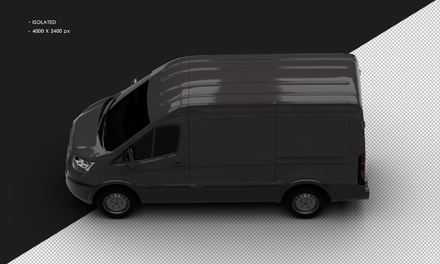 Isolated Realistic Black Van from Top Left View