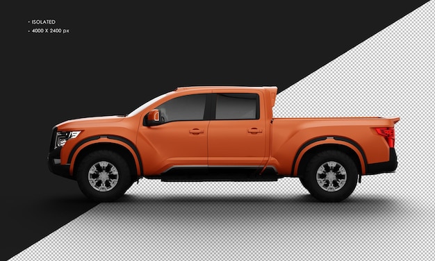 Isolated Realistic Brown Pickup Truck from Left Side View