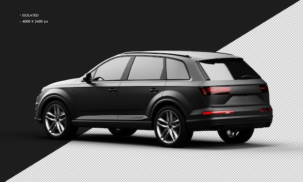 Isolated Realistic Dark Metal Matte Black Sport Elegant SUV Car from Left Rear View