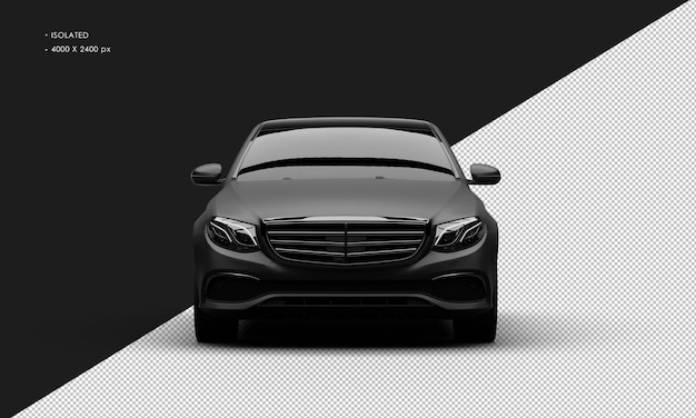 Isolated Realistic Elegant Black Matte Sedan Luxury City Car from Front View