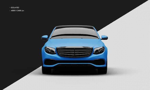 Isolated Realistic Elegant blue Matte Sedan Luxury City Car from Front View