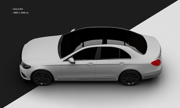 Isolated Realistic Elegant grey Matte Sedan Luxury City Car from Top Left View