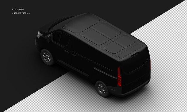 Isolated Realistic Elegant Matte Black Modern Luxury Van Car from Top Left Rear View