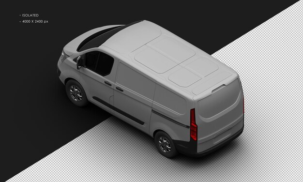 Isolated Realistic Elegant Matte grey Modern Luxury Van Car from Top Left Rear View