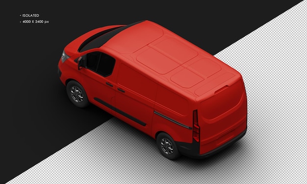 Isolated Realistic Elegant Matte red Modern Luxury Van Car from Top Left Rear View