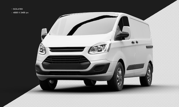 Isolated Realistic Elegant Matte white Modern Luxury Van Car from Left Front Angle View