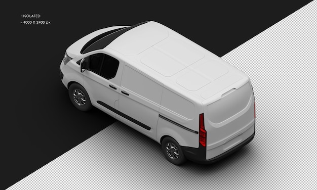 Isolated Realistic Elegant Matte white Modern Luxury Van Car from Top Left Rear View