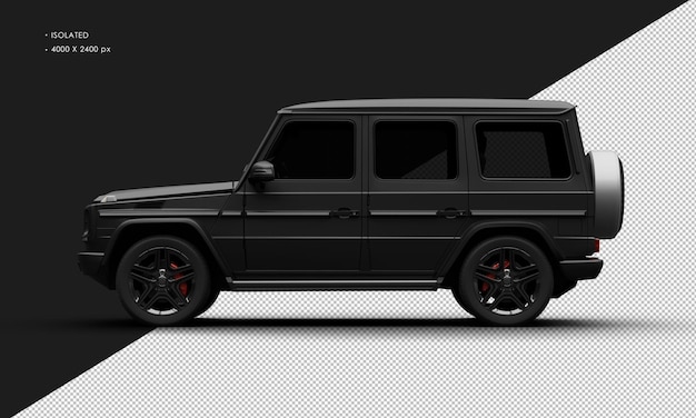 Isolated Realistic Elegant Shiny Titanium Black Luxury SUV Car from Left Side View