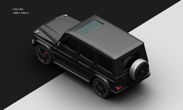 Isolated Realistic Elegant Shiny Titanium Black Luxury SUV Car from Top Left Rear View