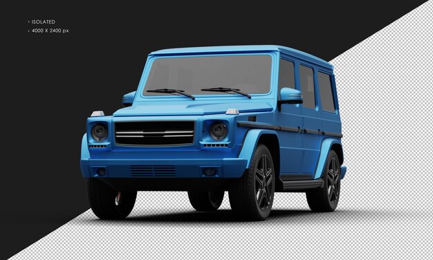 Isolated Realistic Elegant Shiny Titanium blue Luxury SUV Car from Left Front Angle View