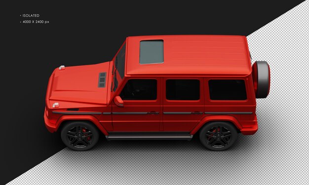 Isolated Realistic Elegant Shiny Titanium red Luxury SUV Car from Top Left View