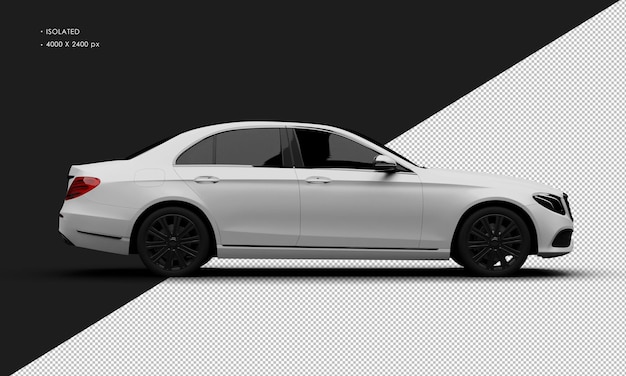 Isolated Realistic Elegant white Matte Sedan Luxury City Car from Right Side View