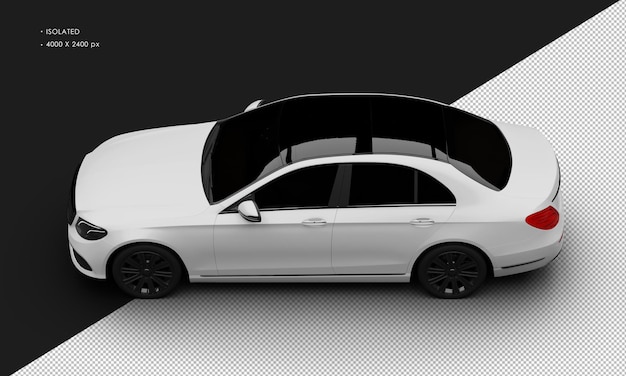 Isolated Realistic Elegant white Matte Sedan Luxury City Car from Top Left View