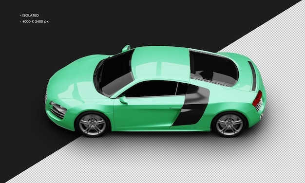 Isolated Realistic Green Luxury Elegant Modern Sport Car From Top Left View