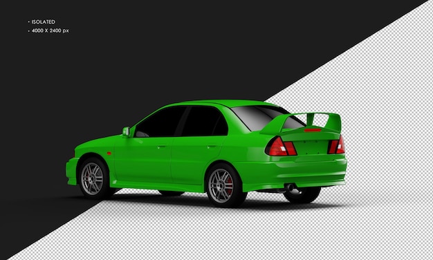 Isolated Realistic Green Sport Racing Car from Left Rear View