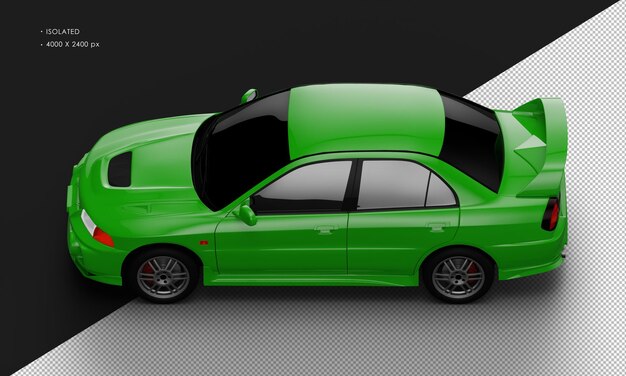 Isolated Realistic Green Sport Racing Car from Top Left View