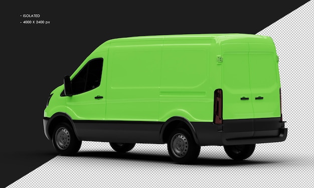 Isolated Realistic Green Van from Left Rear View