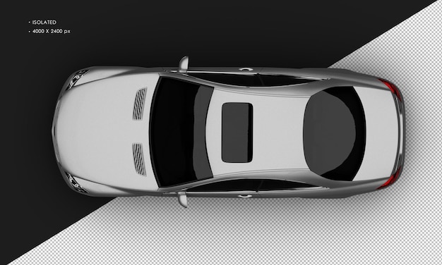 Isolated Realistic grey Metallic Luxury City Sedan Car from Top View