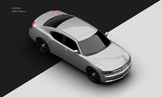 Isolated Realistic Grey Modern Muscle Sport Sedan Car From Top Right Front View