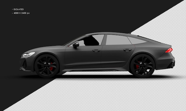 Isolated Realistic Matte Black Luxury Sedan Super Sport Car From Left Side View