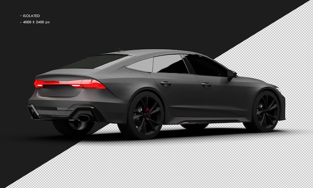 Isolated Realistic Matte Black Luxury Sedan Super Sport Car From Right Rear View