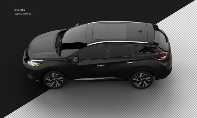 Isolated Realistic Matte Black Modern Sport City SUV Car from Top Left View