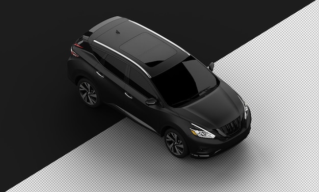 Isolated Realistic Matte Black Modern Sport City SUV Car from Top Right Front View