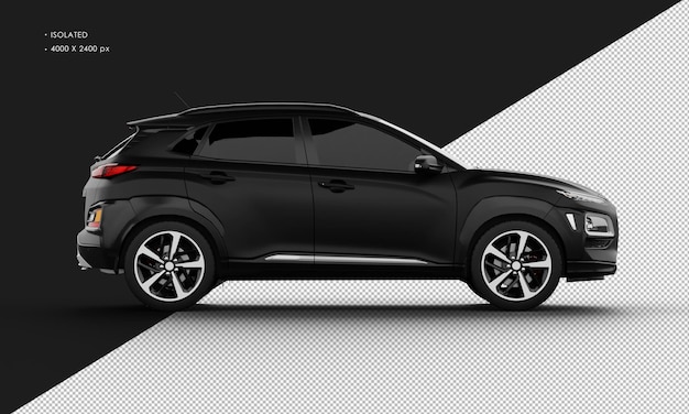 Isolated Realistic Matte Black Sport City SUV Car from Right Side View