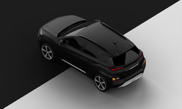 Isolated Realistic Matte Black Sport City SUV Car from Top Left Rear View