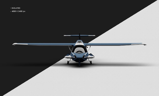 Isolated Realistic Matte Blue Amphibious Light Sport Aircraft Plane From Front View