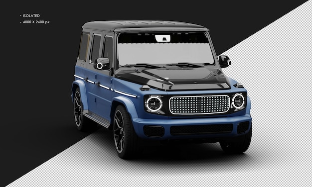 Isolated Realistic Matte Blue Electric Four Wheel Drive Luxury Suv Car From Right Front Angle View