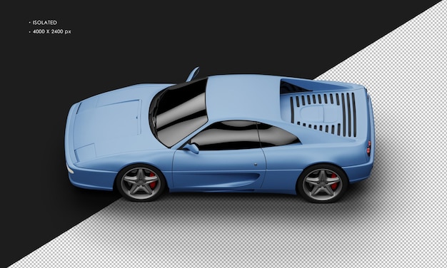 Isolated Realistic Matte blue Elegant Sport City Sedan Car from Top Left View