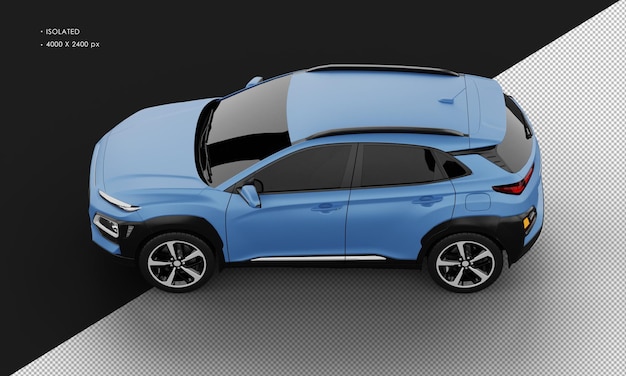 Isolated Realistic Matte blue Sport City SUV Car from Top Left View