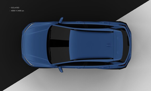 Isolated Realistic Matte blue Sport City SUV Car from Top View