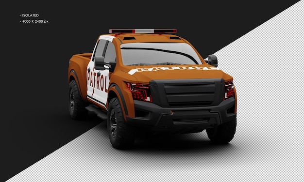 Isolated Realistic Matte Brown Patrol Pickup Truck Car From Right Front Angle View